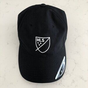 Adidas MLS Performance RLX Adj Hat Black + White Embroidered Logos Size OS NWT